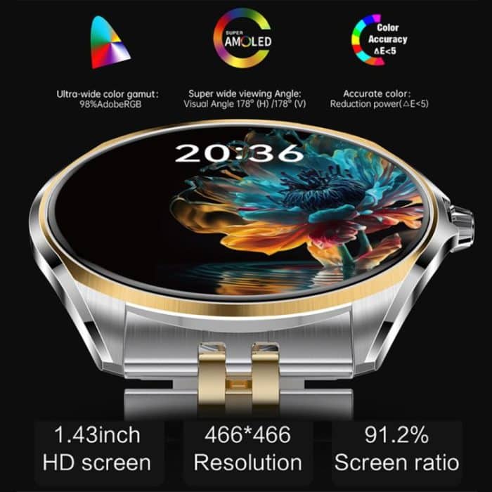 H78 1.43 inch AMOLED Screen Health & Fitness Smart Watch IP67 Waterproof Support BT Call – Bild 2