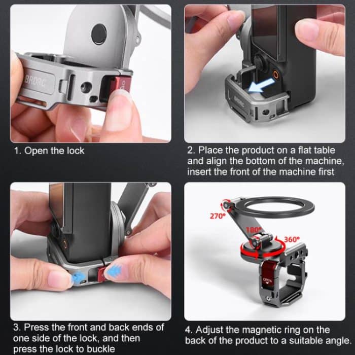 BRDRC Smartphone Teleprompter Ständer Desktop-Klemme Kaltschuh-Verlängerungshalterung, For DJI Osmo Pocket 3 – Bild 16