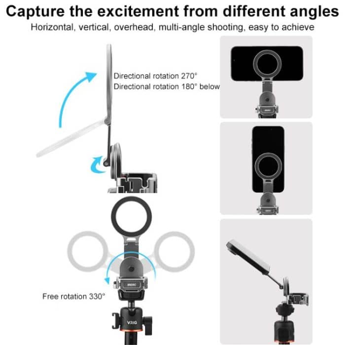BRDRC Smartphone Teleprompter Ständer Desktop-Klemme Kaltschuh-Verlängerungshalterung, For DJI Osmo Pocket 3 – Bild 4