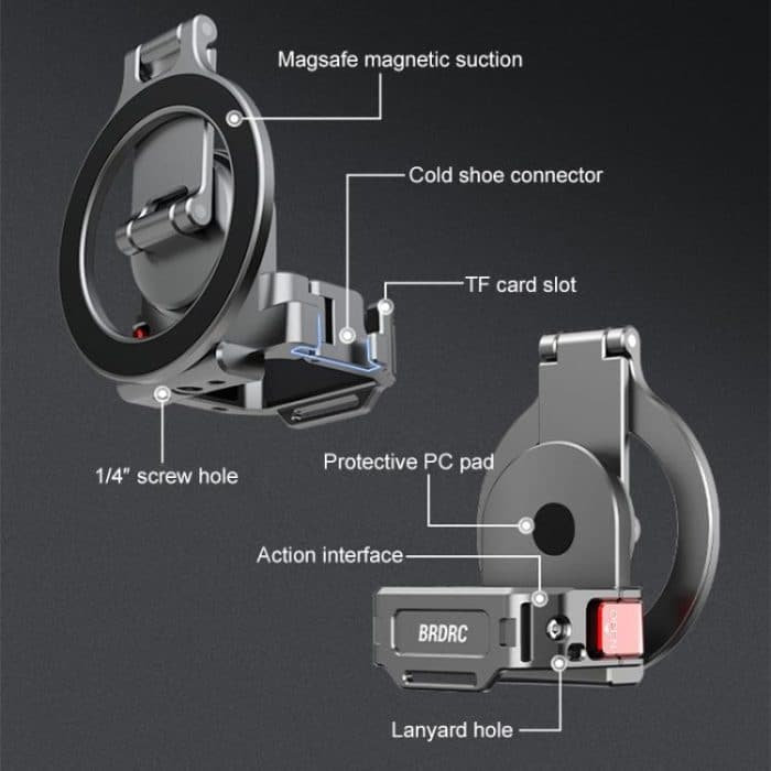 BRDRC Smartphone Teleprompter Ständer Desktop-Klemme Kaltschuh-Verlängerungshalterung, For DJI Osmo Pocket 3 – Bild 5
