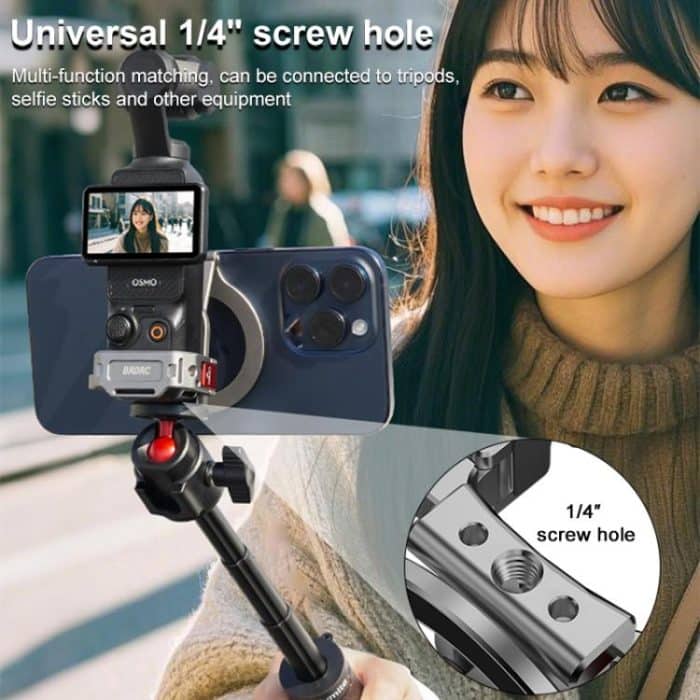 BRDRC Smartphone Teleprompter Ständer Desktop-Klemme Kaltschuh-Verlängerungshalterung, For DJI Osmo Pocket 3 – Bild 10