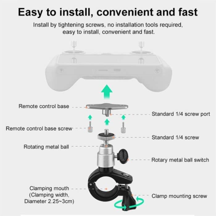 BRDRC Drone Remote Control Adapter Base Bicycle Holder, For DJI RC / RC 2 – Bild 12