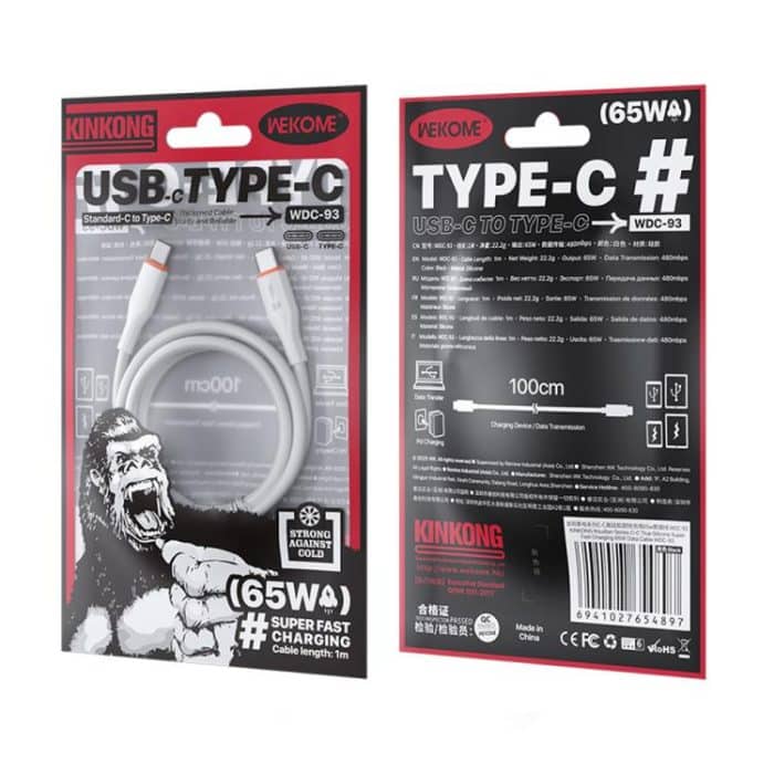 WK WDC-93 65W Typ-C auf Typ-C Silikon-Datenkabel, Länge: 1,2 m – Bild 4