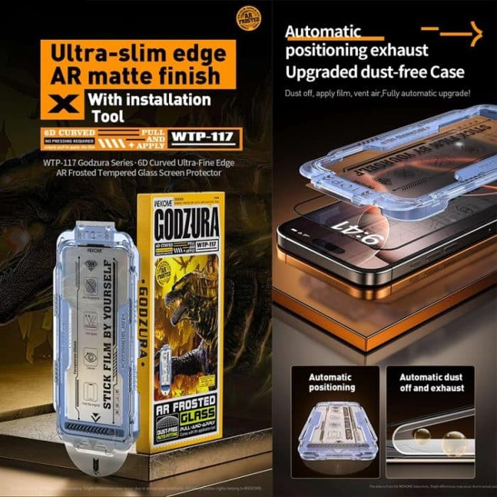 WK WTP-117 Easy Install 6D Curved Ultra-Fine Edge AR Frosted Tempered Glass Film, For iPhone 16 Pro Max, For iPhone 16 Pro, For iPhone 16 Plus / 15 Plus, For iPhone 16 / 15, For iPhone 15 Pro Max, For iPhone 15 Pro, For iPhone 13 Pro Max / 14 Plus... – Bild 4