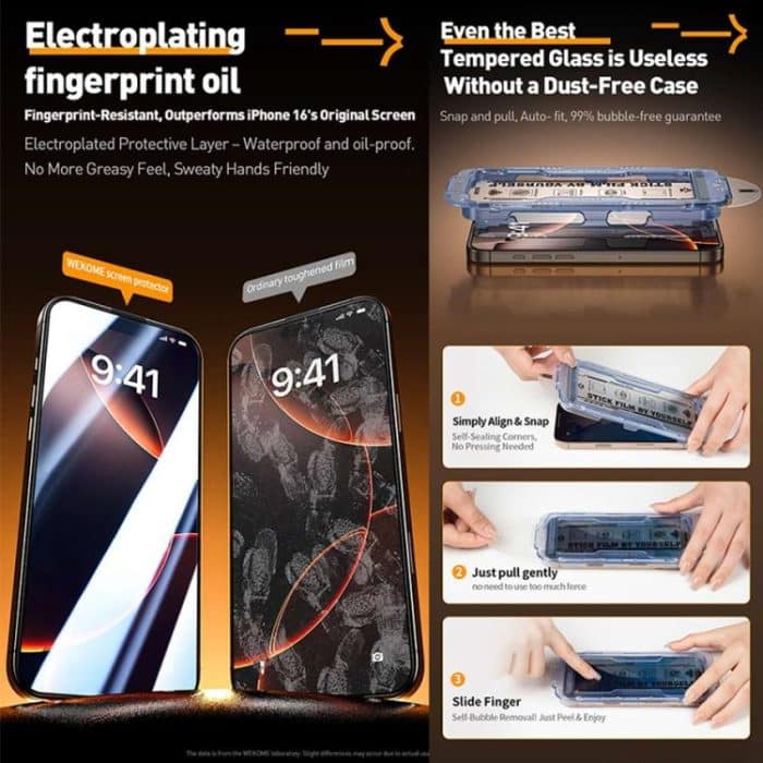 WK WTP-117 Easy Install 6D Curved Ultra-Fine Edge AR Frosted Tempered Glass Film, For iPhone 16 Pro Max, For iPhone 16 Pro, For iPhone 16 Plus / 15 Plus, For iPhone 16 / 15, For iPhone 15 Pro Max, For iPhone 15 Pro, For iPhone 13 Pro Max / 14 Plus... – Bild 6