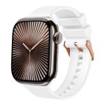 Schlichtes, einfarbiges Uhrenarmband aus Silikon mit roségoldener Schnalle, For Apple Watch 42mm / 41mm / 40mm / 38mm
