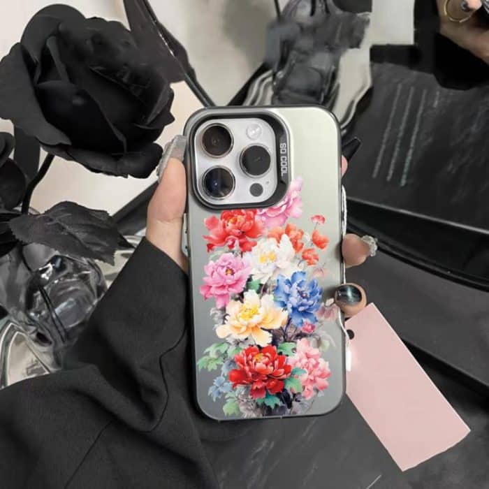 Flower Series Color Silver TPU Hybrid PC Phone Case, For iPhone 16 Pro – Bild 5