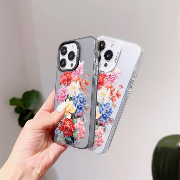 Flower Series Color Silver TPU Hybrid PC Phone Case, For iPhone 16 Pro – Bild 6