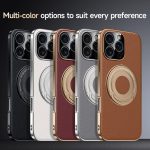 Plain Leather Hydric Metal Holder MagSafe Phone Case, For iPhone 16 Pro Max, For iPhone 16 Pro, For iPhone 16, For iPhone 15 Pro Max – Bild 2