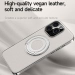 Plain Leather Hydric Metal Holder MagSafe Phone Case, For iPhone 16 Pro Max, For iPhone 16 Pro, For iPhone 16, For iPhone 15 Pro Max – Bild 4