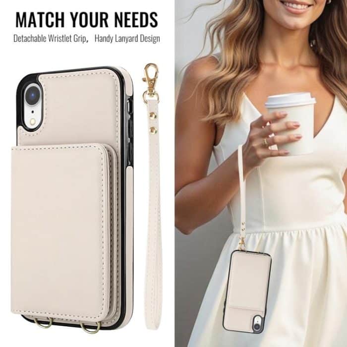 Crossbody Dual-buckle Wallet RFID Back Leather Phone Case, For iPhone 14 Pro Max, For iPhone SE 2022 / SE 2020 / 8 / 7, For iPhone 13 Pro Max – Bild 3