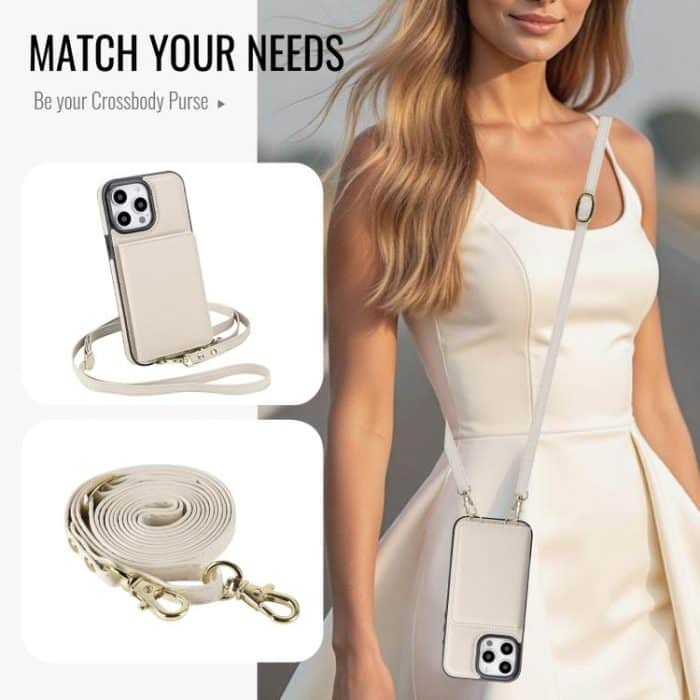 Crossbody Dual-buckle Wallet RFID Back Leather Phone Case, For iPhone 15 Pro, For iPhone 15 Plus, For iPhone 15 – Bild 4