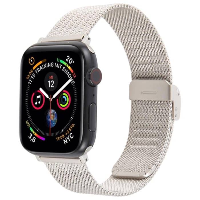 Integrated Buckle Embossed Thick Milanese Metal Watch Band, For Apple Watch 46mm / 49mm / 45mm / 44mm, For Apple Watch 42mm / 41mm / 40mm / 38mm – Bild 1