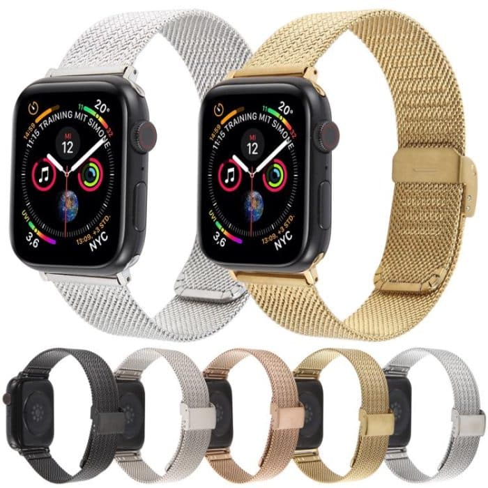 Integrated Buckle Embossed Thick Milanese Metal Watch Band, For Apple Watch 46mm / 49mm / 45mm / 44mm, For Apple Watch 42mm / 41mm / 40mm / 38mm – Bild 2