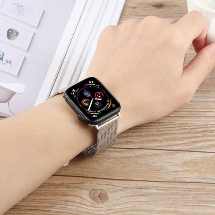 Integrated Buckle Embossed Thick Milanese Metal Watch Band, For Apple Watch 46mm / 49mm / 45mm / 44mm, For Apple Watch 42mm / 41mm / 40mm / 38mm – Bild 4