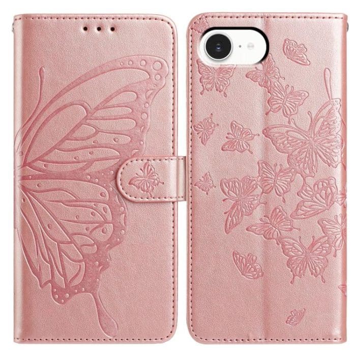 EDA008070215A.jpg Butterfly Flutter Pattern Embossed Leather Phone Case, For iPhone 16e, For iPhone 16 Pro, For iPhone 16 Plus – Bild 1
