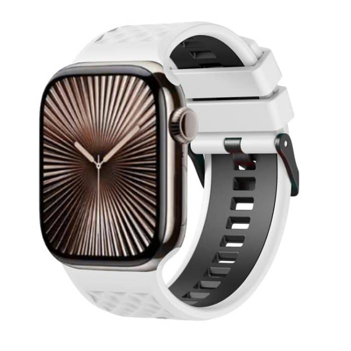 Diamond Texture Two Color Silicone Watch Band, For Apple Watch 46mm / 49mm / 45mm / 44mm – Bild 1