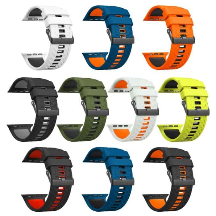 Diamond Texture Two Color Silicone Watch Band, For Apple Watch 46mm / 49mm / 45mm / 44mm – Bild 3