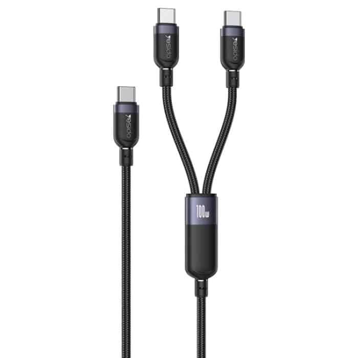 Yesido CA92 100W 5A USB-C / Type-C to Dual Type-C 2 in 1 Charging Cable – Bild 1
