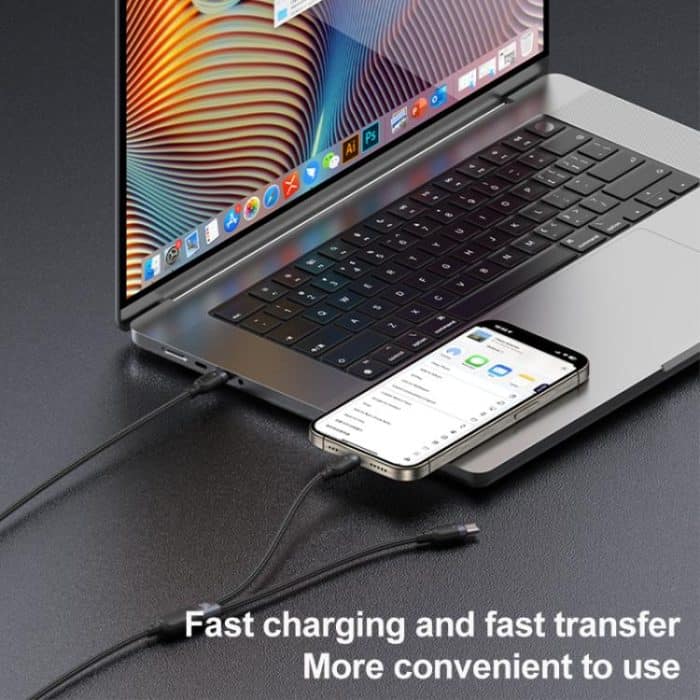 Yesido CA92 100W 5A USB-C / Type-C to Dual Type-C 2 in 1 Charging Cable – Bild 9
