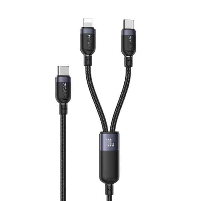 EDA008080401A.jpg Yesido CA90 100W USB-C / Type-C to 8 Pin, Type-C 2 in 1 Charging Cable – Bild 1