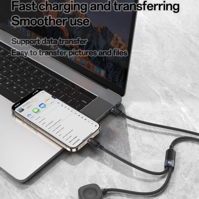 Yesido CA136C 60W USB-C / Type-C to Type-C & iWatch 2 in 1 Charging Cable, CA136C – Bild 8