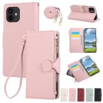 Round Buckle Zipper Wallet Leather Phone Case with Crossbody Strap, For iPhone 15, For iPhone 14 Plus, For iPhone 14, For iPhone 14 Pro