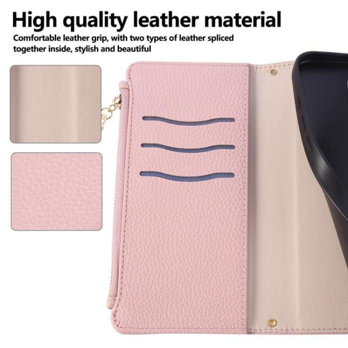 Round Buckle Zipper Wallet Leather Phone Case with Crossbody Strap, For iPhone 15, For iPhone 14 Plus, For iPhone 14, For iPhone 14 Pro – Bild 9
