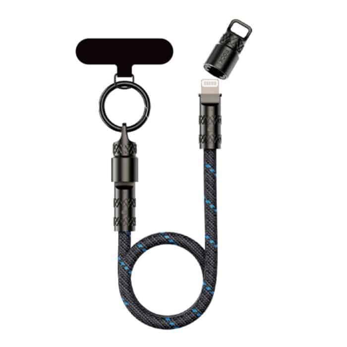 EDA008131301A.jpg ROCK R15 Type-C to 8 Pin 27W Phone Lanyard Fast Charging Zinc Alloy Data Cable – Bild 1