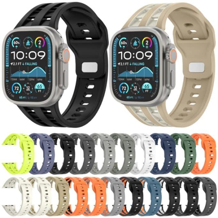Dual-row Breathable Silicone Watch Band, For Apple Watch 46mm / 49mm / 45mm / 44mm – Bild 2