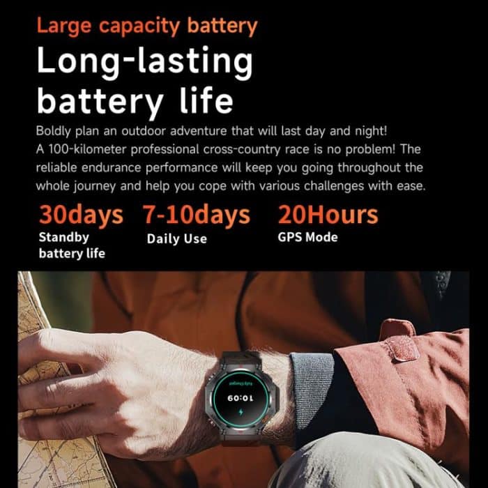 KC91 1.39 inch IPS Screen 3ATM Outdoor GPS Smart Watch with Flashlight – Bild 13