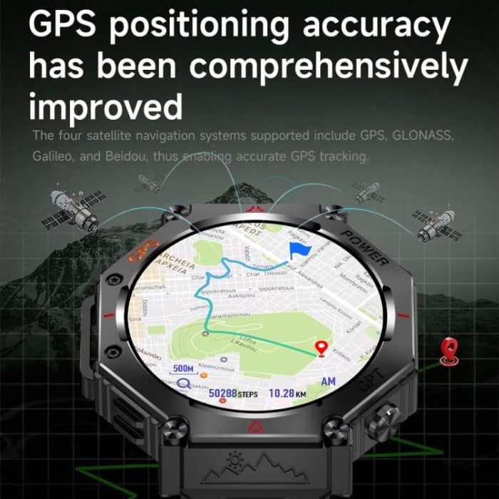 KC91 1.39 inch IPS Screen 3ATM Outdoor GPS Smart Watch with Flashlight – Bild 5