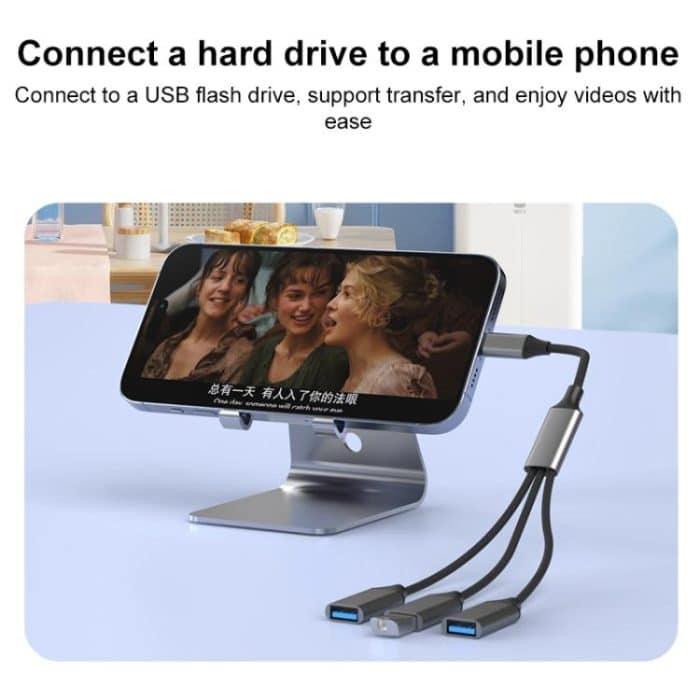 3 in 1 OTG Expander Splitter Dock Station, USB-A to USB-A, USB-C / Type-C to USB-A – Bild 5