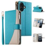 Stitching Multi-card Zipper Wallet Leather Phone Case with Short Strap, For iPhone 16e, For iPhone 16 Pro Max, For iPhone 16 Pro, For iPhone 16 Plus
