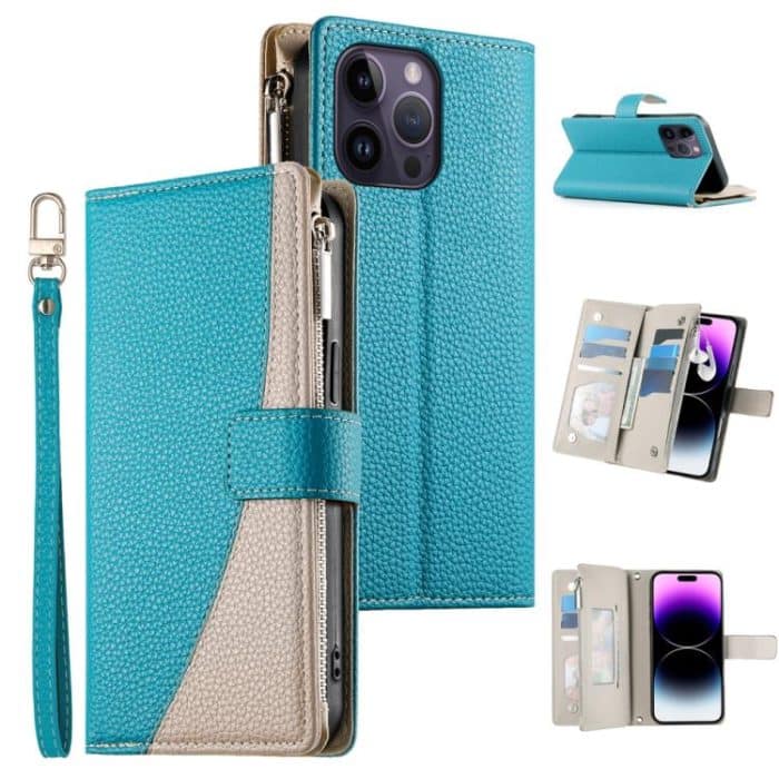 EDA008188910A.jpg Stitching Multi-card Zipper Wallet Leather Phone Case with Short Strap, For iPhone 16, For iPhone 15 Pro Max, For iPhone 15 Pro, For iPhone 15 Plus – Bild 1