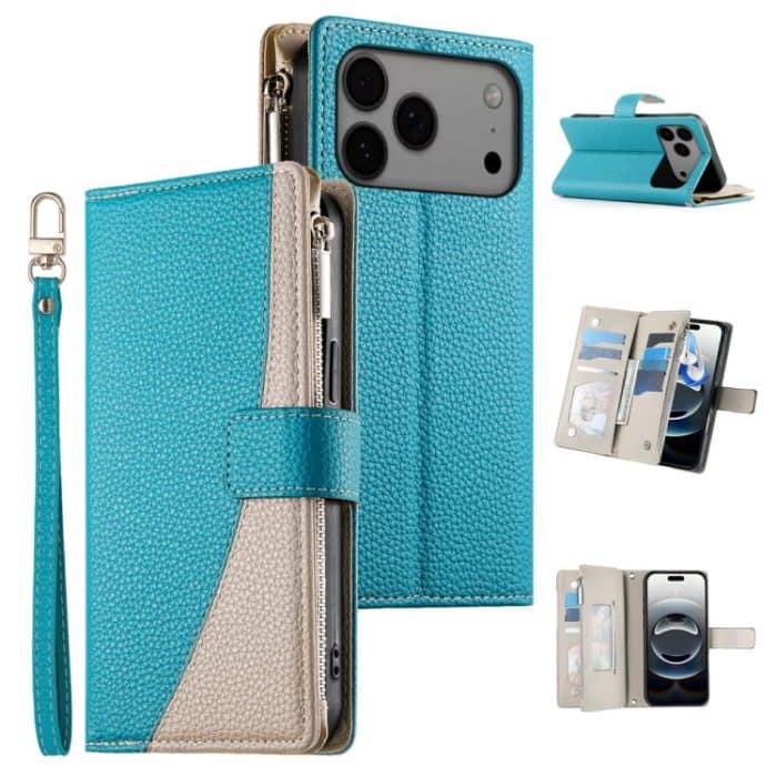 Stitching Multi-card Zipper Wallet Leather Phone Case with Short Strap, For iPhone 17 Pro Max, For iPhone 17 Pro, For iPhone 17, For iPhone 17 Air – Bild 1
