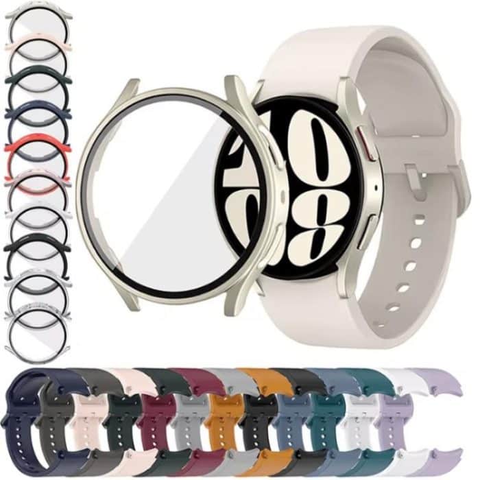 Silicone Watch Band with PC Case, For Samsung Galaxy Watch 7 44mm, For Samsung Galaxy Watch 7 40mm, For Samsung Galaxy Watch 4 Classic 46mm, For Samsung Galaxy Watch 4 Classic 42mm – Bild 2