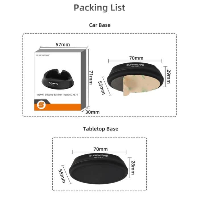 For Insta360 X5 / X4 Sunnylife Silicone Stand Base, Car Base, Tabletop Base – Bild 10