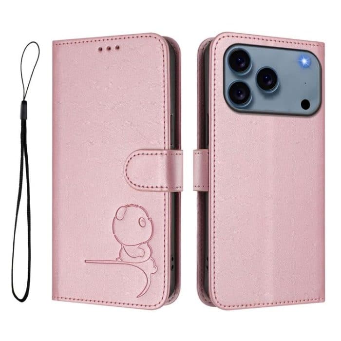 Litter Panda Embossing RFID Leather Phone Case with Lanyard, For iPhone 17 Pro Max, For iPhone 17 Pro, For iPhone 17, For iPhone 17 Air – Bild 2