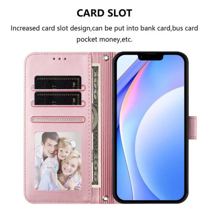 Litter Panda Embossing RFID Leather Phone Case with Lanyard, For iPhone 17 Pro Max, For iPhone 17 Pro, For iPhone 17, For iPhone 17 Air – Bild 3