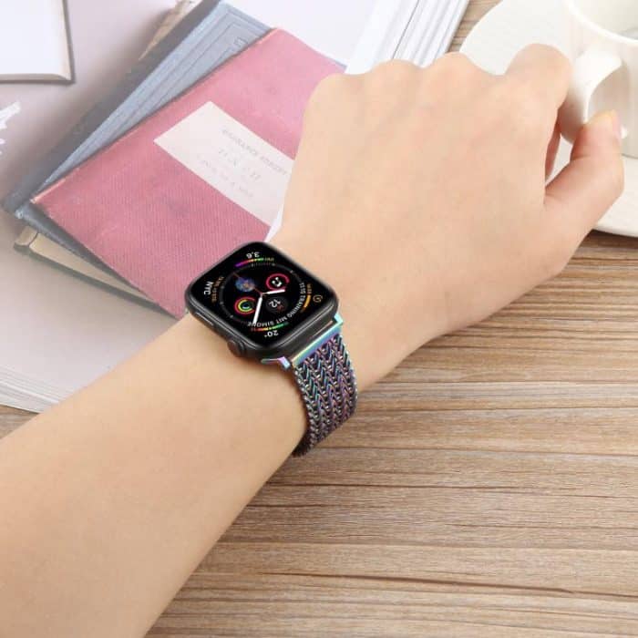 Magnetic Snap Clasp Steel Mesh Metal Watch Band, For Apple Watch 46mm / 49mm / 45mm / 44mm, For Apple Watch 42mm / 41mm / 40mm / 38mm – Bild 4