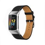 Cowhide Leather Watch Band, For Fitbit Charge 6 / 5
