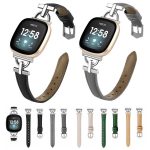 D Metal Genuine Leather Watch Band, For Fitbit Versa 3 / 4 / Sense 2 – Bild 2