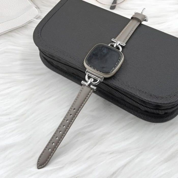 D Metal Genuine Leather Watch Band, For Fitbit Versa 3 / 4 / Sense 2 – Bild 5