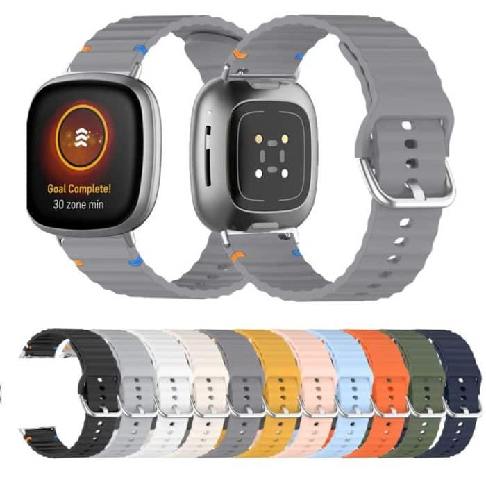 Wavy Grain Stitched Silicone Watch Band, For Fitbit Versa 3 / 4 / Sense 2 – Bild 2