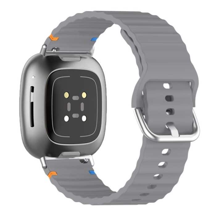 Wavy Grain Stitched Silicone Watch Band, For Fitbit Versa 3 / 4 / Sense 2 – Bild 3