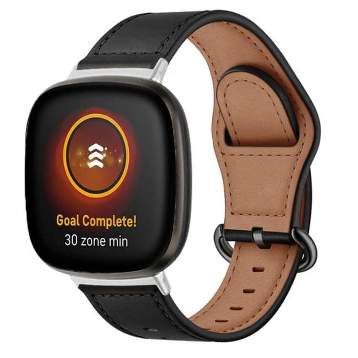 Classic Buckle Genuine Leather Watch Band, For Fitbit Versa 3 / 4 / Sense 2 – Bild 1