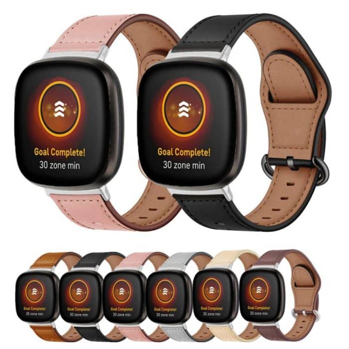Classic Buckle Genuine Leather Watch Band, For Fitbit Versa 3 / 4 / Sense 2 – Bild 4