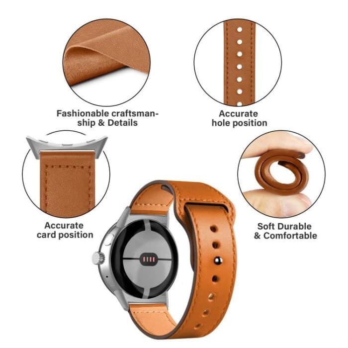 Reverse Buckle Genuine Leather Watch Band, For Google Pixel Watch 3 45mm, For Google Pixel Watch 1 / 2 / 3 41mm – Bild 4