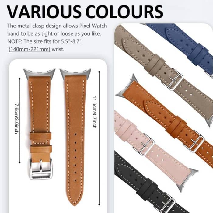 Modisches Uhrenarmband aus echtem Leder, For Google Pixel Watch 3 45mm, For Google Pixel Watch 1 / 2 / 3 41mm – Bild 7